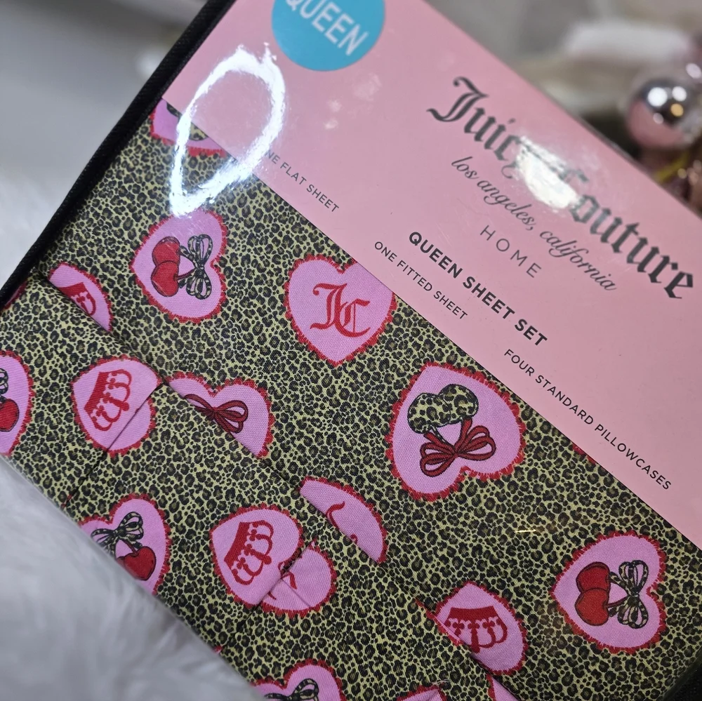 Juicy Coulture Queen Leopard heart print 6piece Sheets SetBrand new